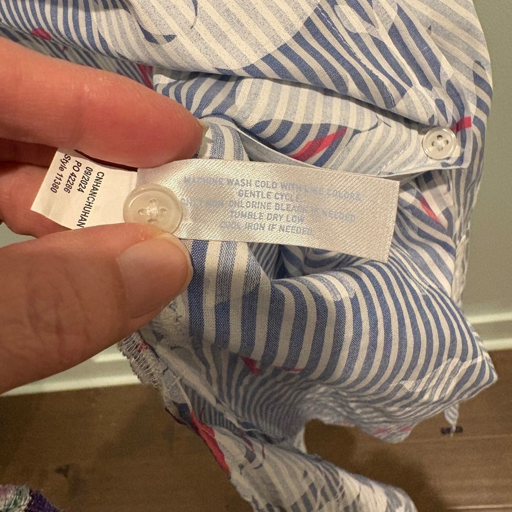Southern Tide Cabana Cover Up Shirtdress Medium Blue White‎ Floral Stripe Beach - Picture 14 of 15